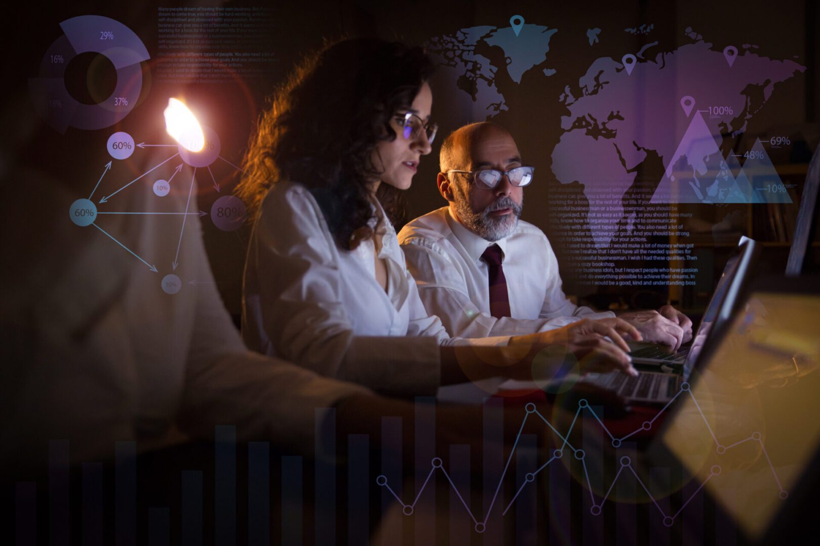 Business team working with global data